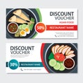 Discount voucher asian food template design. Thailand set Royalty Free Stock Photo