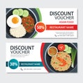 Discount voucher asian food template design. Thailand set Royalty Free Stock Photo