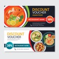 Discount voucher asian food template design. Thailand set Royalty Free Stock Photo