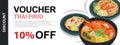 Discount voucher and banner template with thai food Royalty Free Stock Photo