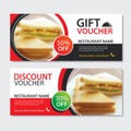 Discount voucher sandwich template design. Set of breakfast and