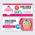 Discount voucher set of ice cream template design. Royalty Free Stock Photo