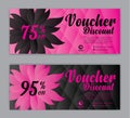 Discount Voucher template, gift voucher, Sale banner, Horizontal layout, Coupon, beauty, cosmetics cards, label, promotion