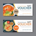 Discount voucher template with thai food flat design Royalty Free Stock Photo