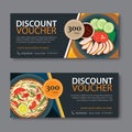 Discount voucher template with thai food flat design Royalty Free Stock Photo