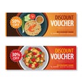 Discount voucher template with thai food flat design Royalty Free Stock Photo