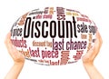 Discount word cloud hand sphere concept Royalty Free Stock Photo