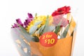 Discounted price bouquet of flower bought from supermarket Royalty Free Stock Photo