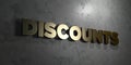 Discounts - Gold sign mounted on glossy marble wall - 3D rendered royalty free stock illustration