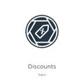 Discounts icon vector. Trendy flat discounts icon from signs collection isolated on white background. Vector illustration can be Royalty Free Stock Photo