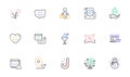 Discounts ribbon, Ice cream and Love letter line icons for website, printing. For design. Vector