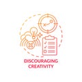 Discouraging creativity red gradient concept icon Royalty Free Stock Photo