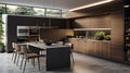 Contemporary Elegance in Brown Kitchen Cabinets