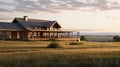 Elegance in Simplicity: A Captivating Image of a Modern Prairie Home with a Lofty Aura and Panoramic Views - AI Generative