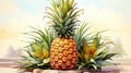 Vibrant Watercolor Pineapple Clipart: Tropical Charm for Stunning Designs.