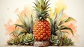 Vibrant Watercolor Pineapple Clipart: Tropical Charm for Stunning Designs.