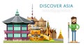 Discover Asia banner with famous attractions