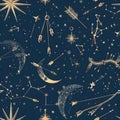 Seamless Pattern Featuring Constellation of Sagittarius Royalty Free Stock Photo