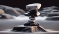 Balancing Stones with Blurry Background. Generative ai illustration