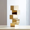 Minimalist Chic: A Sleek Geometric Sculpture in Polished Brass