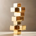 Minimalist Chic: A Sleek Geometric Sculpture in Polished Brass