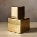 Minimalist Chic: A Sleek Geometric Sculpture in Polished Brass