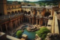 Discover the Beauty of The Roman Baths in England. Perfect for Travel Brochures and Websites.