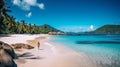 Discover The Beauty Of Seychelles\' Rocky Beaches In The Style Of Sean Yoro