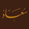 Name Soad Suad or Swoaad Arabic Calligraphy arabesque, architecture text free diwan style