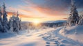 Photorealistic Winter Landscape In Mont-tremblant Royalty Free Stock Photo