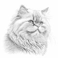 Persian Cat Coloring Page - Creative Feline Sketch for Relaxation