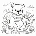 Coloring book for children: teddy bear sitting on a stump