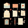 Charming handwritten letters and envelopes illustration pack Royalty Free Stock Photo