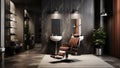 A contemporary barbershop with a simple plain wall mockup HD image