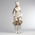High-quality 3d Cat Fashion In Gose Style On White Background Royalty Free Stock Photo