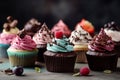 Deliciously Irresistible AI-Generated Cupcakes: High-Quality Images for Coffee Shops, Desserts, and Cake Shops Royalty Free Stock Photo