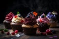 Deliciously Irresistible AI-Generated Cupcakes: High-Quality Images for Coffee Shops, Desserts, and Cake Shops Royalty Free Stock Photo