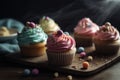 Deliciously Irresistible AI-Generated Cupcakes: High-Quality Images for Coffee Shops, Desserts, and Cake Shops Royalty Free Stock Photo