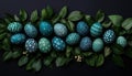 Discover a delightful collection of Creative and playful Easter eggs, hand-painted with whimsical designs and vibrant patterns, Royalty Free Stock Photo