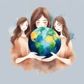 Lovely Hand-Drawn Planet Earth Composition Royalty Free Stock Photo