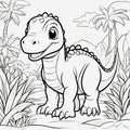 Discover Dino Wonder: Engage in 3D Coloring with a Playful Baby Dinosaur in Black & White
