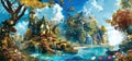 Discover a dreamy fantasy world in this vibrant art