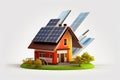 House with solar panels on the roof. Real estate concept. Ai generative