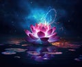 Mystical Lotus Bloom with Starry Radiance on Tranquil Waters (AI Generated)