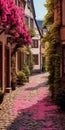Discover The Enchanting Pink Street With Flowers In A Historic Town