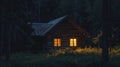 Solitude Under Starlight: Illuminated Cabin Retreat