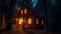 Solitude Under Starlight: Illuminated Cabin Retreat