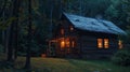 Solitude Under Starlight: Illuminated Cabin Retreat