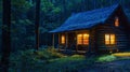 Solitude Under Starlight: Illuminated Cabin Retreat