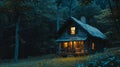 Solitude Under Starlight: Illuminated Cabin Retreat